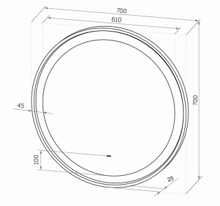 Зеркало с подсветкой Continent Planet Black ЗЛП1188 с бесконтактным сенсором 70см чёрный